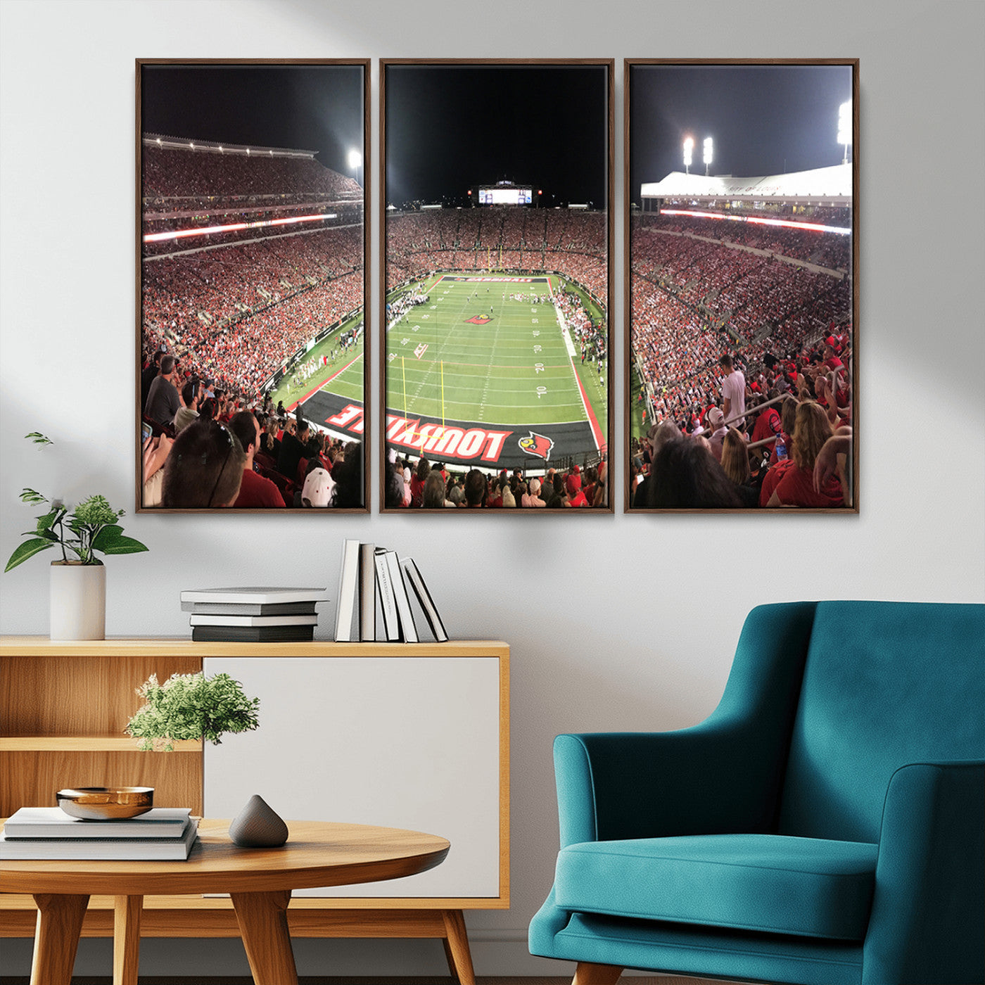 MGV-FC-48X32-3P - University of Louisville Cardinals Football Team Print - Louisville Cardinal Stadium Wall Art Canvas