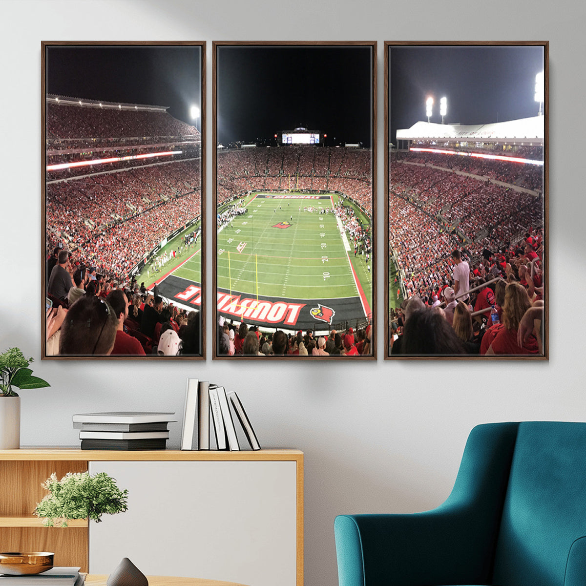 52267-MGV-CV-36X24 - University of Louisville Cardinals Football Team Print - Louisville Cardinal Stadium Wall Art Canvas