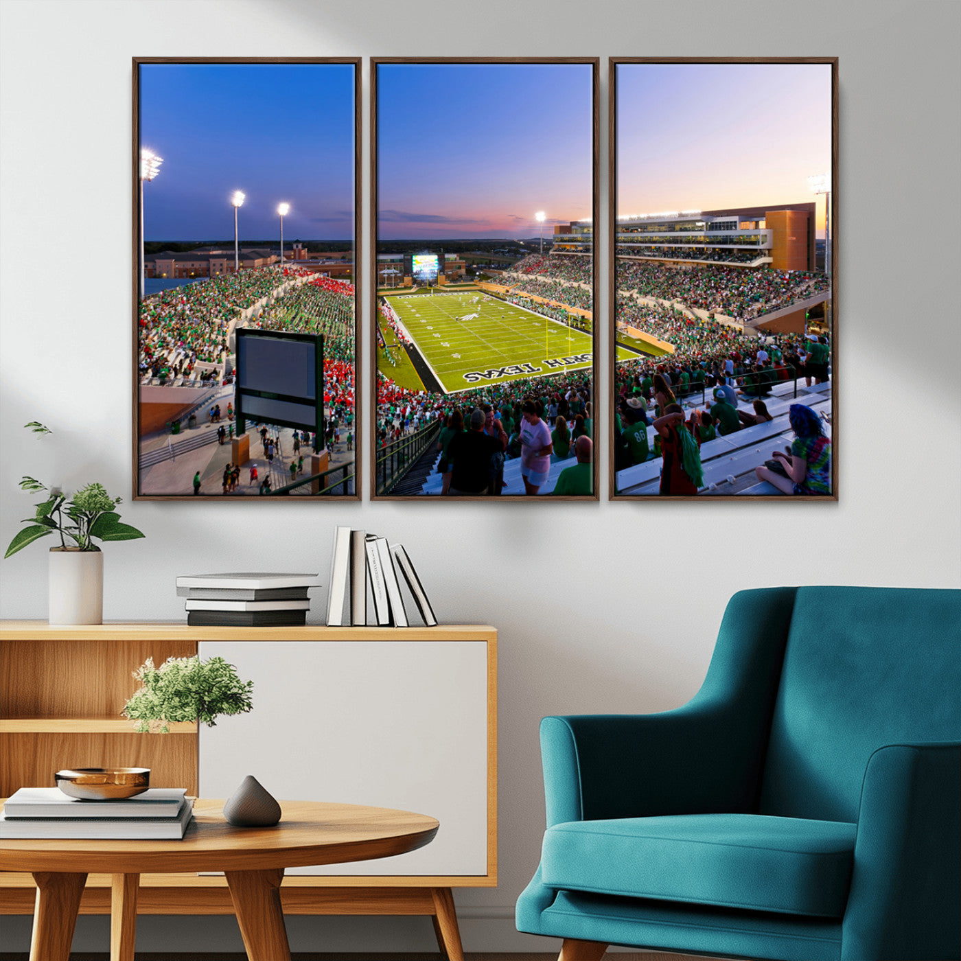 MGV-FC-48X32-3P - University of North Texas Mean Green Football Team Print - Denton DATCU Stadium Canvas Print Wall