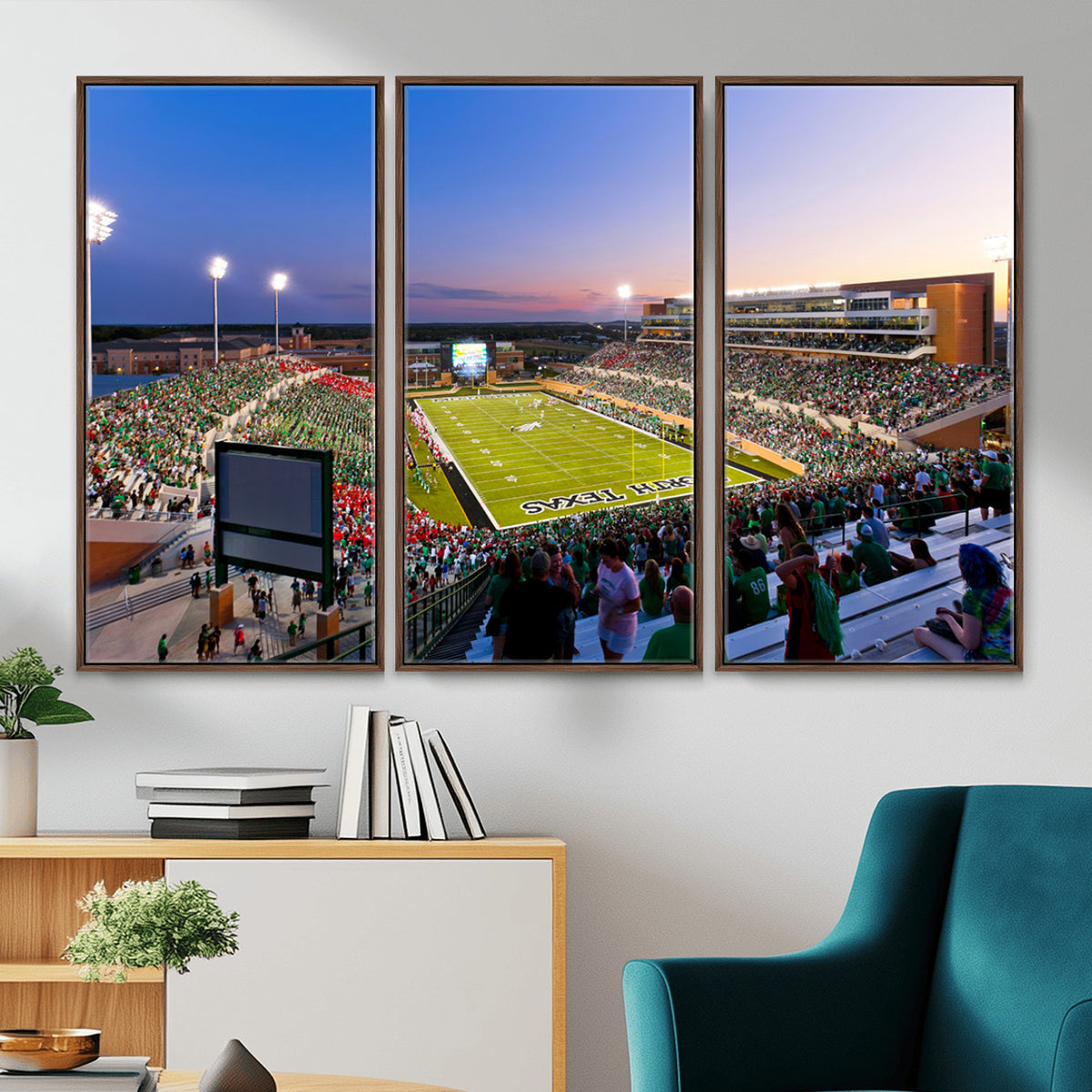 25916-MGV-CV-36X24 - University of North Texas Mean Green Football Team Print - Denton DATCU Stadium Canvas Print Wall