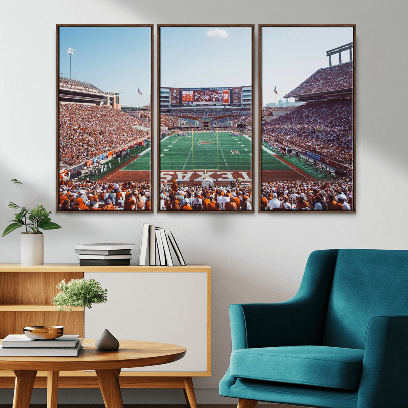 MGV-FC-48X32-3P - Framed Texas Memorial Stadium Canvas, University of Texas Longhorns Football Team Print - Austin
