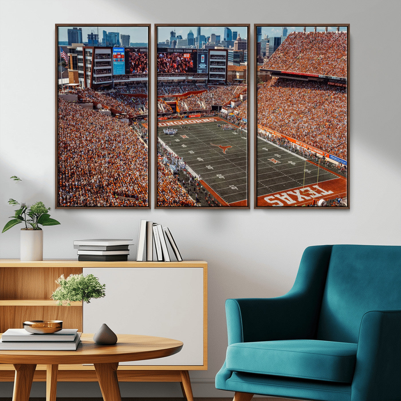 MGV-FC-48X32-3P - University of Texas Longhorns Football Team Print - Austin Darrell K Royal-Texas Memorial Stadium
