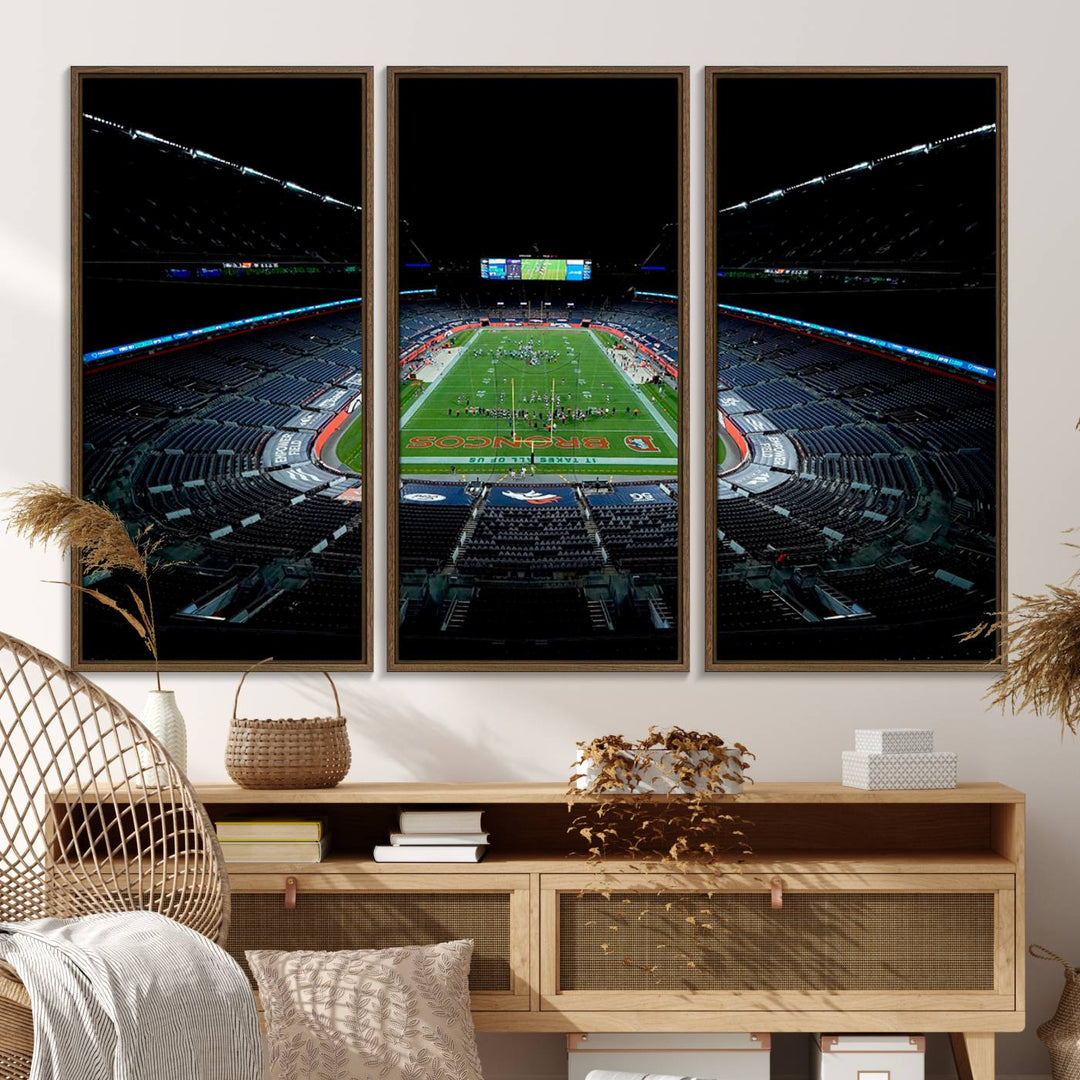 Museum-quality canvas print of Denver Broncos Empower Field at Mile High Stadium.