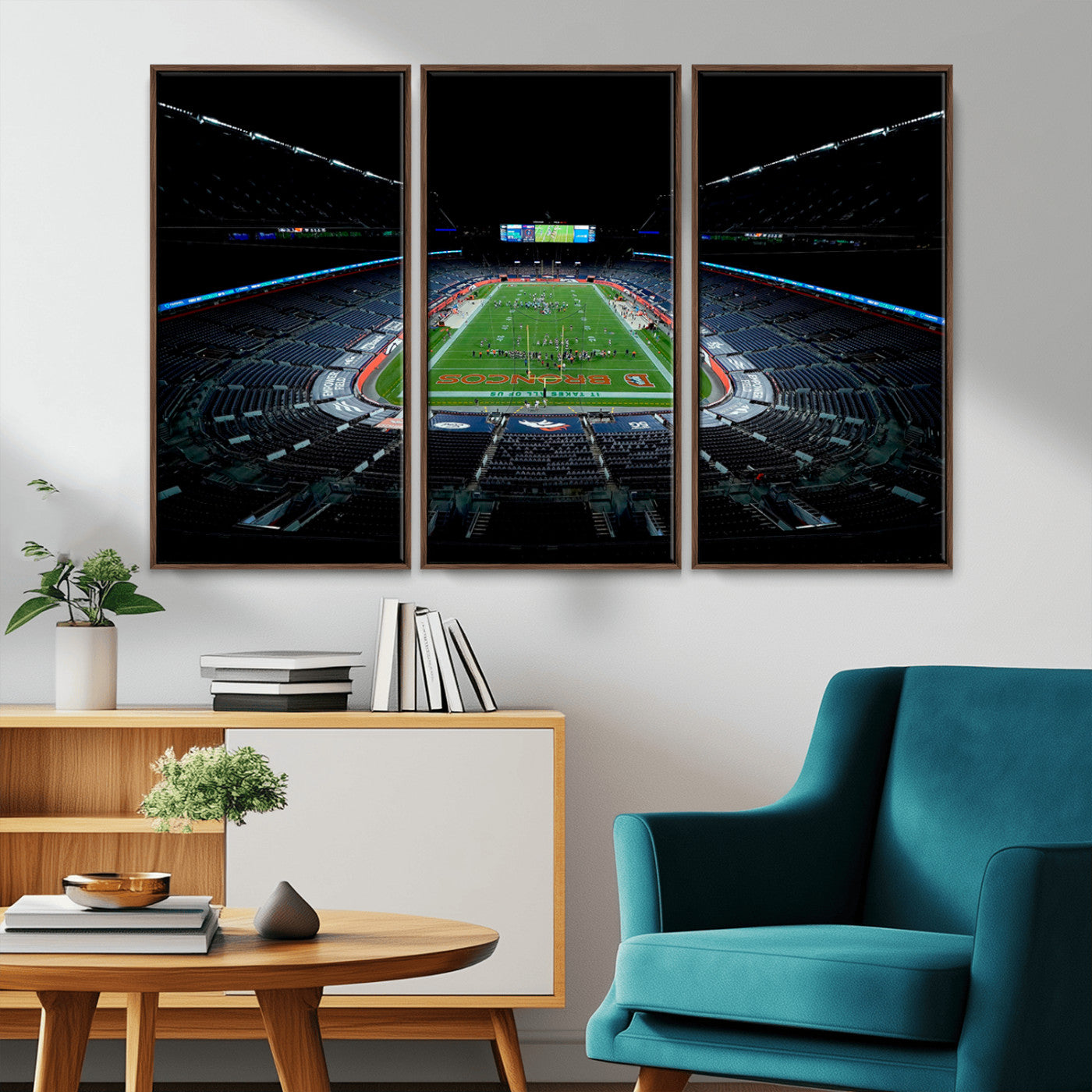MGV-FC-48X32-3P - Denver Broncos Football Team Print Canvas- Denver Empower Field at Mile High Stadium Wall Art Canvas