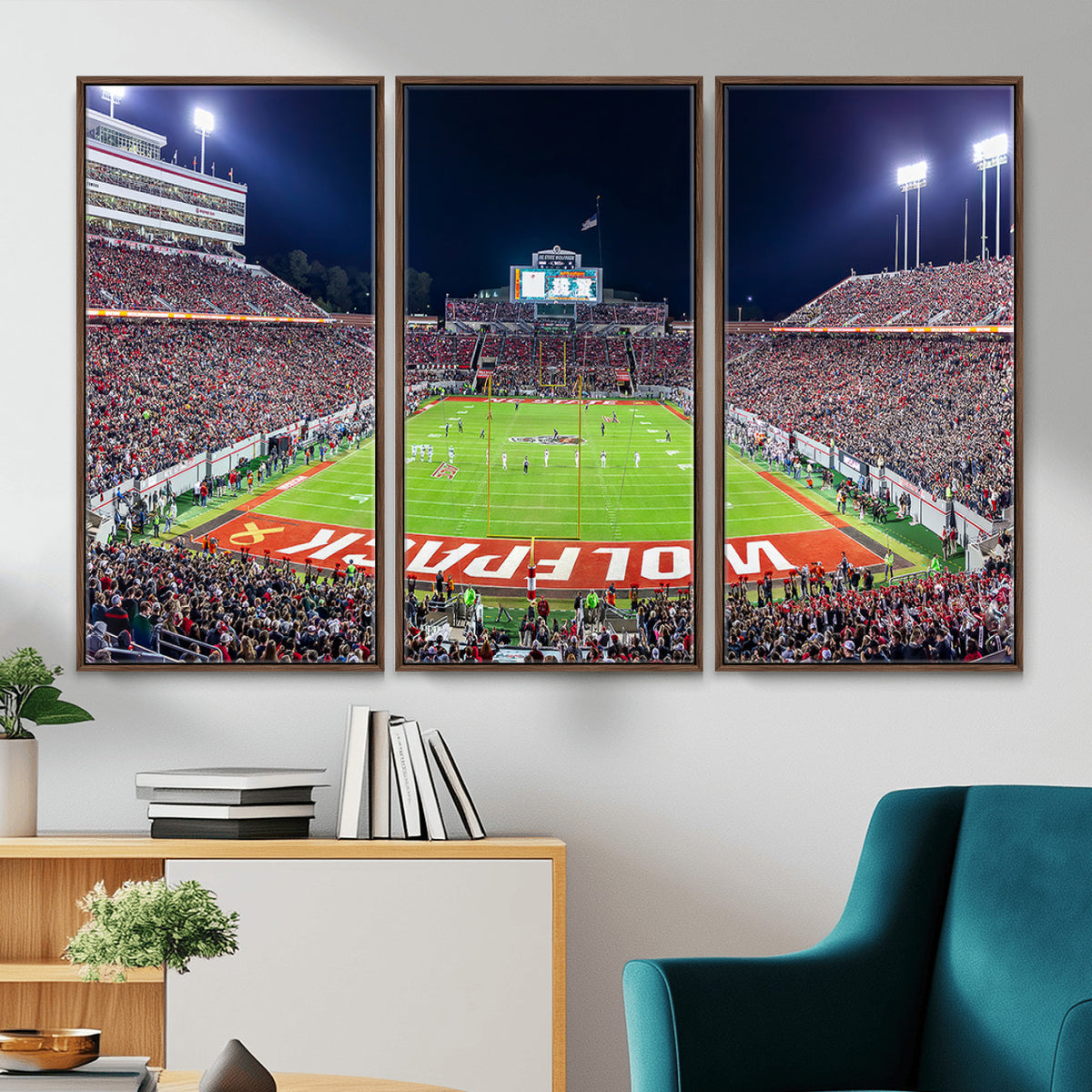 80943-MGV-CV-36X24 - Wolfpack Football Team Print - Raleigh Carter-Finley Stadium Wall Art Canvas Print