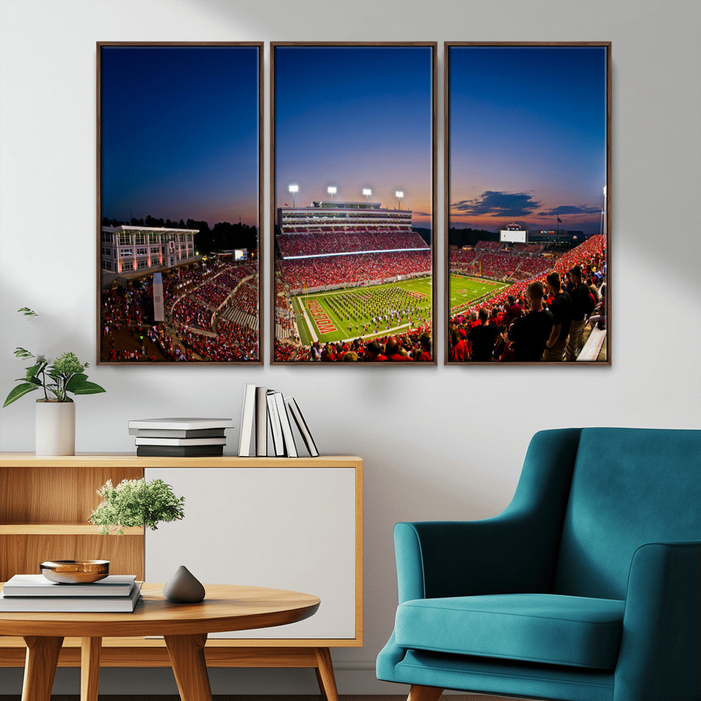 MGV-FC-48X32-3P - Wolfpack Football Team Wall Art Print - Raleigh Carter-Finley Stadium Wall Art Canvas Print