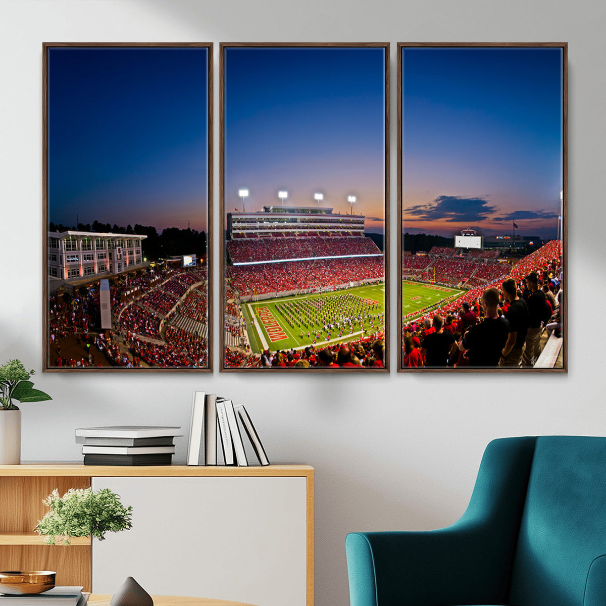 76202-MGV-CV-36X24 - Wolfpack Football Team Wall Art Print - Raleigh Carter-Finley Stadium Wall Art Canvas Print