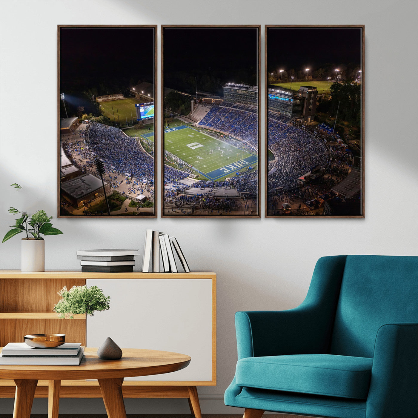MGV-FC-48X32-3P - Duke University Blue Devils Football Print Canvas - Durham Wallace Wade Stadium Wall Art Canvas