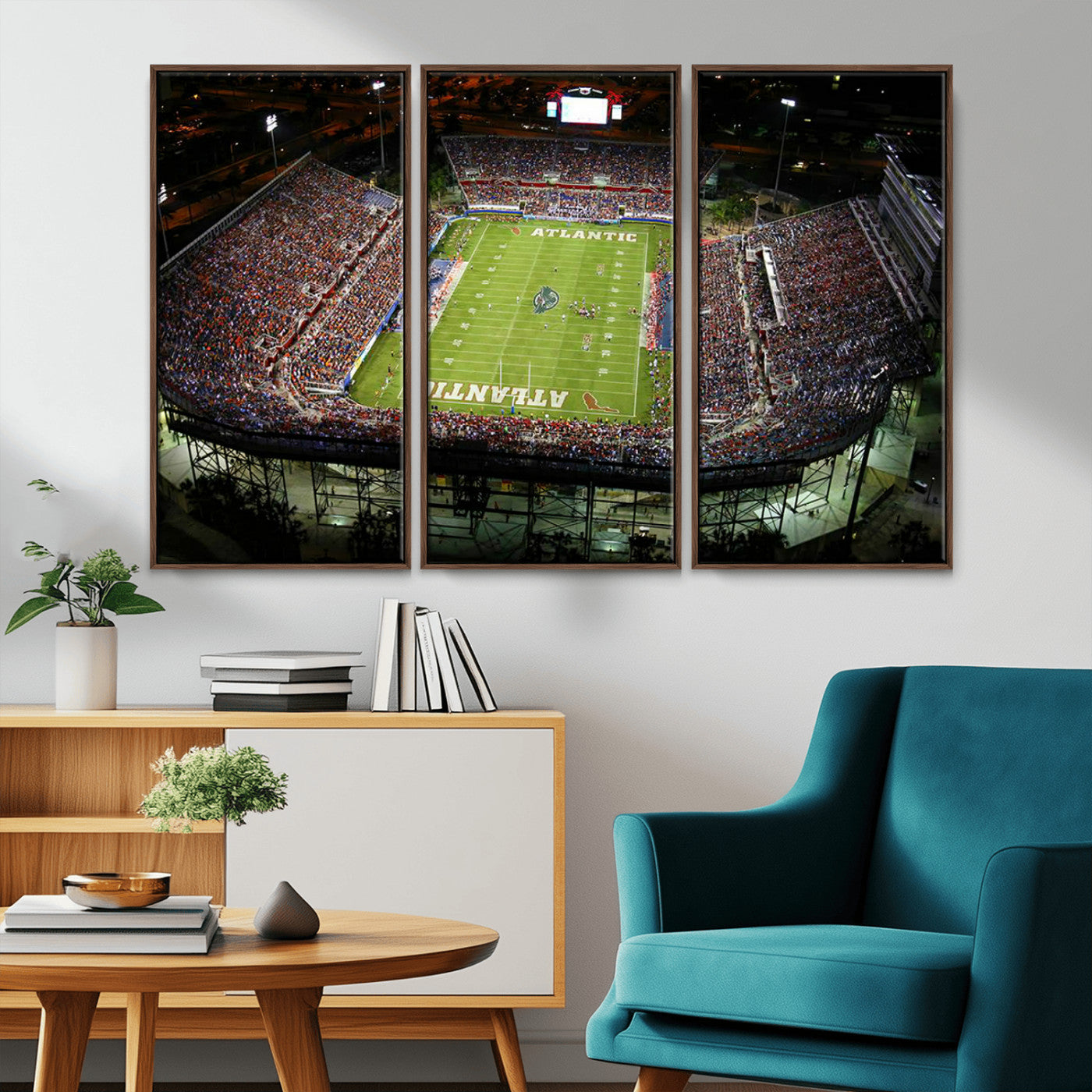 MGV-FC-48X32-3P - Florida Atlantic University Owls Football Team Print - Boca Raton FAU Stadium Wall Art Canvas Print