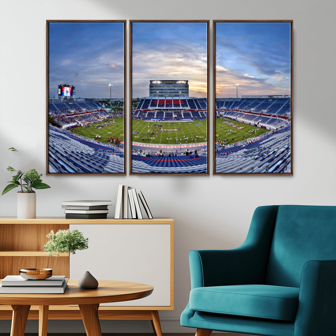 MGV-FC-48X32-3P - Florida Atlantic University Owls Football Team Print - Boca Raton FAU Stadium Wall Art Canvas Print