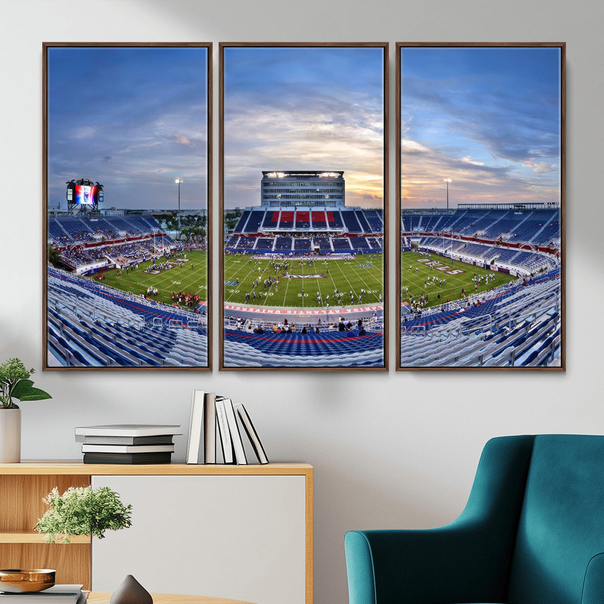 69559-MGV-CV-36X24 - Florida Atlantic University Owls Football Team Print - Boca Raton FAU Stadium Wall Art Canvas Print