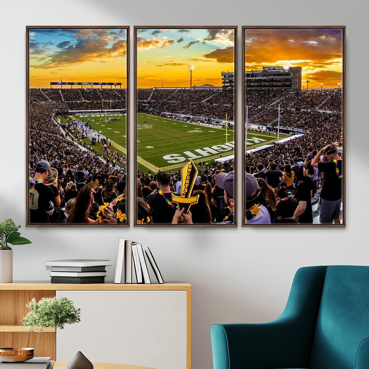 66803-MGV-CV-36X24 - UCF Knights Football Team Print - Orlando FBC Mortgage Stadium, UCF Knights Wall Art Canvas Print