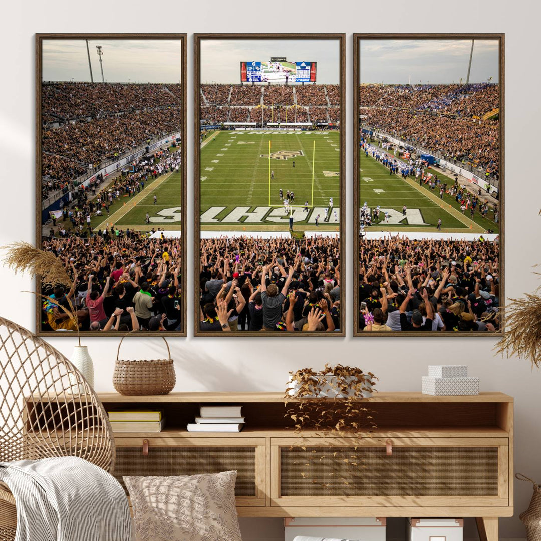 Gallery-quality wall art of the UCF Knights at Orlando FBC Mortgage Stadium, capturing a packed stadium and vibrant field.