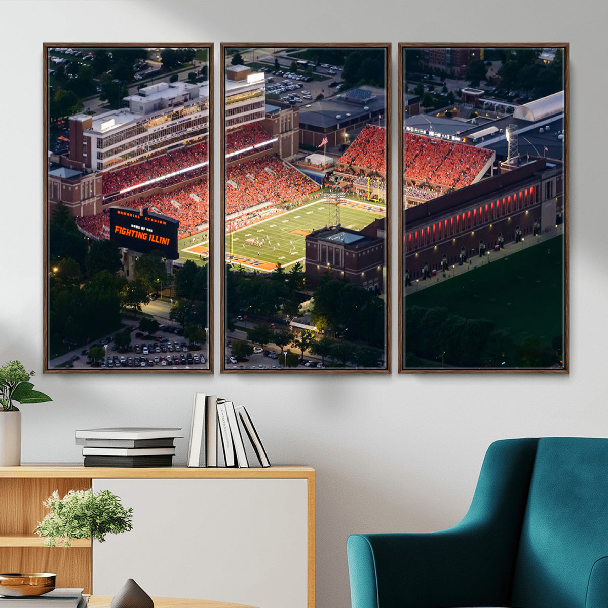 78052-MGV-CV-36X24 - University of Illinois Fighting Illini Football Team Print - Champaign Illinois Memorial Stadium