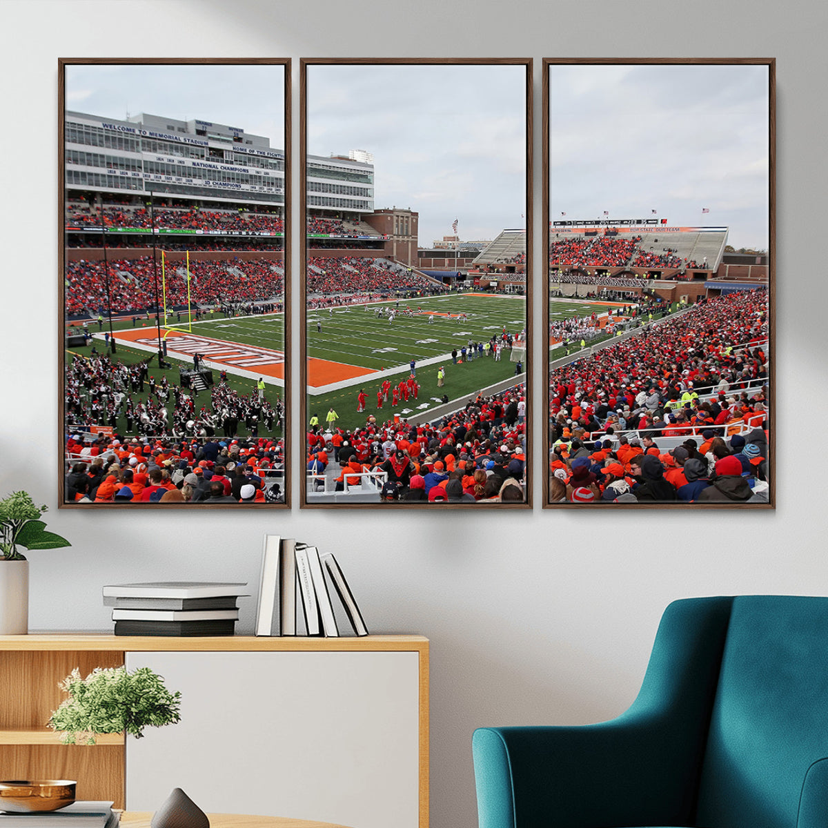 86851-MGV-CV-36X24 - University of Illinois Fighting Illini Football Team Print - Champaign Illinois Memorial Stadium