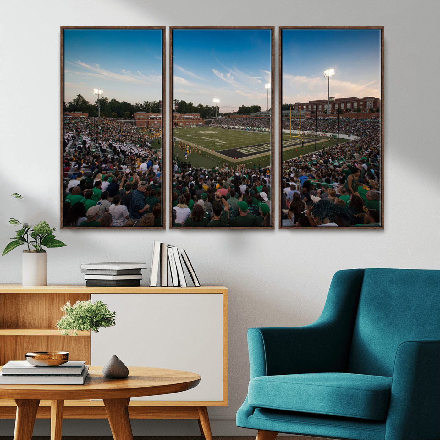 MGV-FC-48X32-3P - University of Charlotte 49ers Football Team Print - Charlotte Jerry Richardson Stadium Wall Art