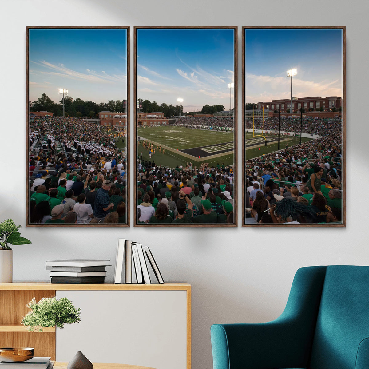 12290-MGV-CV-36X24 - University of Charlotte 49ers Football Team Print - Charlotte Jerry Richardson Stadium Wall Art