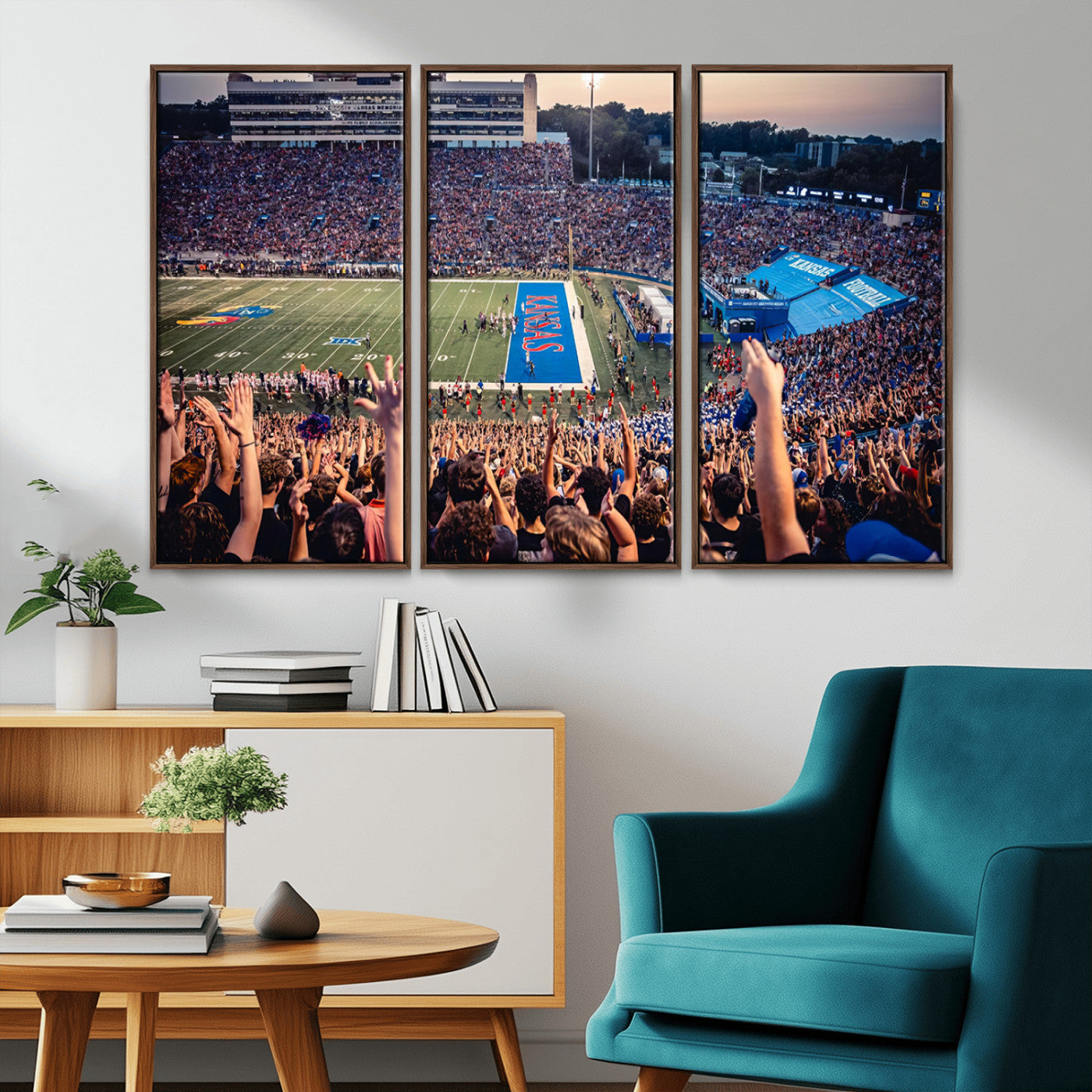MGV-FC-48X32-3P - University of Kansas Jayhawks Football Team Art Print - Lawrence Kansas Memorial Stadium Wall Art