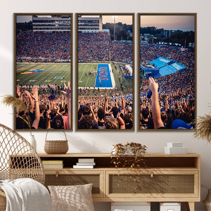 A canvas print of the University of Kansas Jayhawks Football Team.