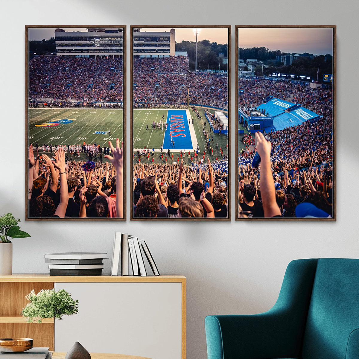 40169-MGV-CV-36X24 - University of Kansas Jayhawks Football Team Art Print - Lawrence Kansas Memorial Stadium Wall Art