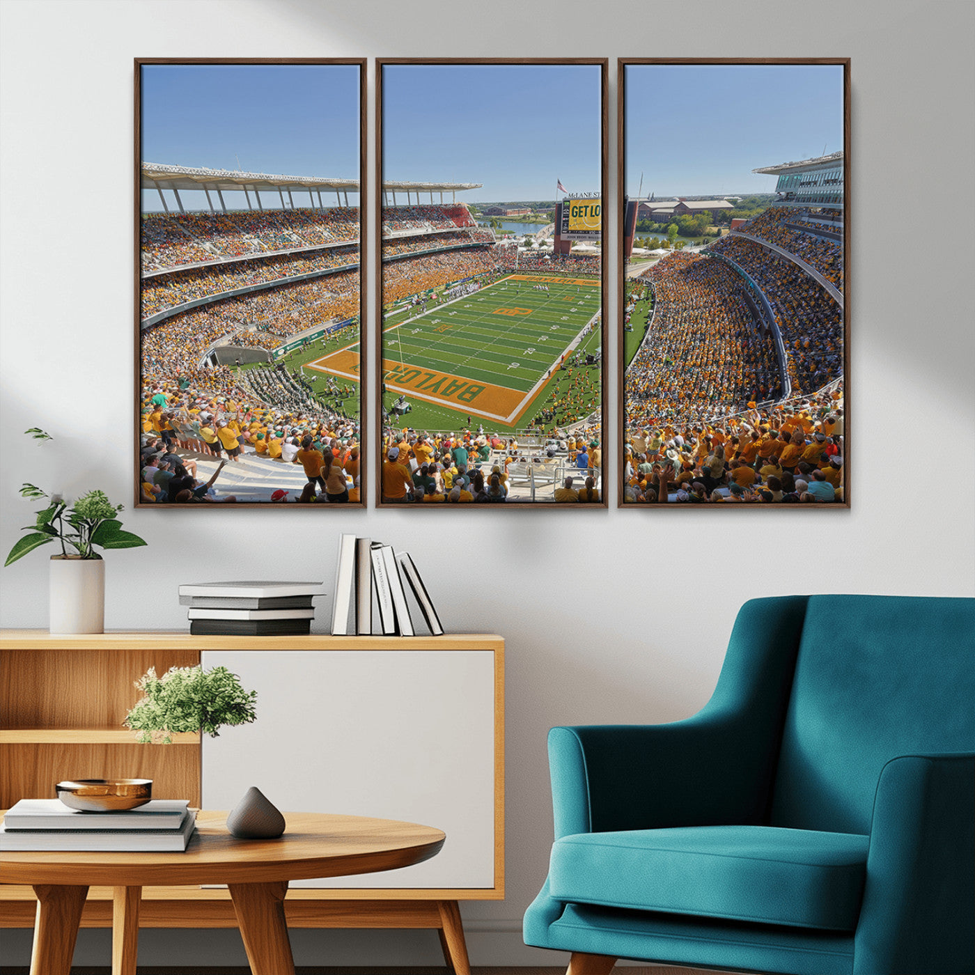 MGV-FC-48X32-3P - Baylor University Bears Football Team Print - Waco McLane Stadium Wall Art Canvas Print