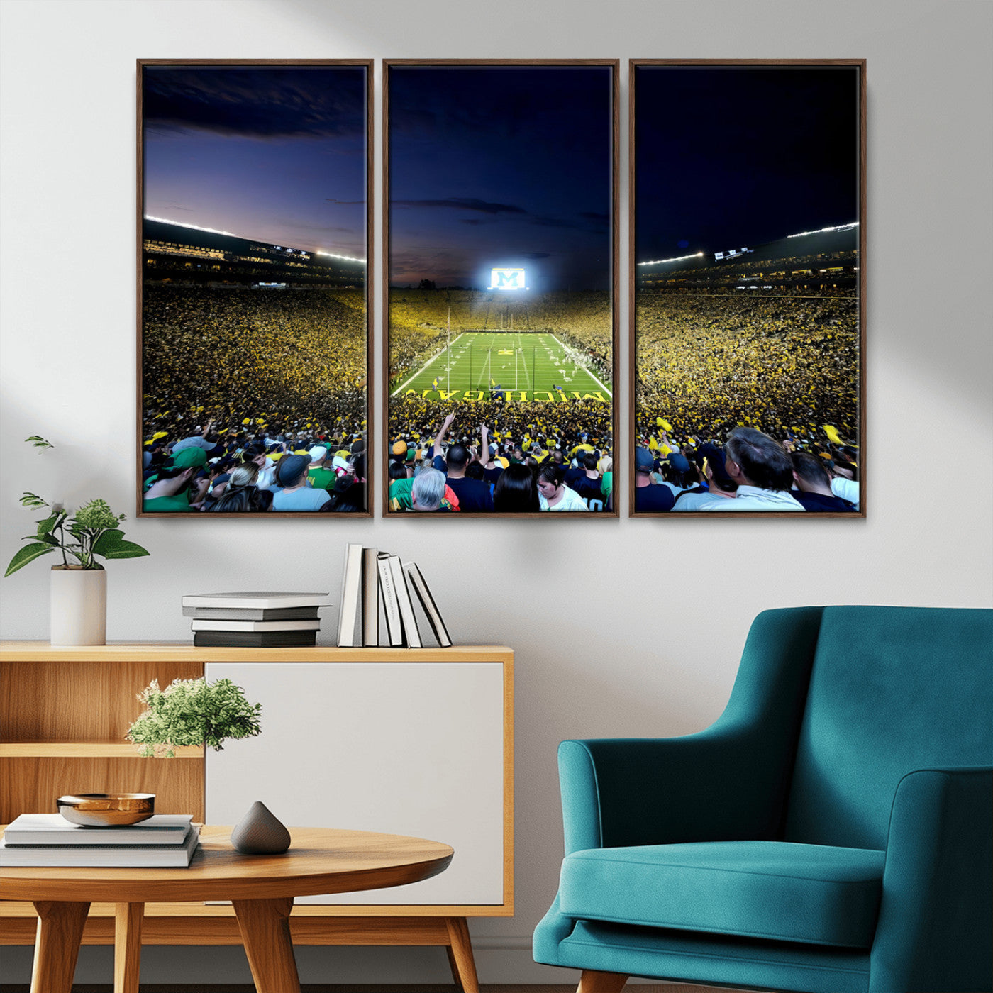 MGV-FC-48X32-3P - University of Michigan Wolverines Football Team Print - Ann Arbor Michigan Stadium Canvas Print