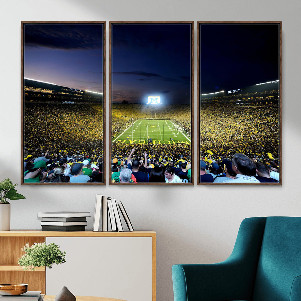 22115-MGV-CV-36X24 - University of Michigan Wolverines Football Team Print - Ann Arbor Michigan Stadium Canvas Print
