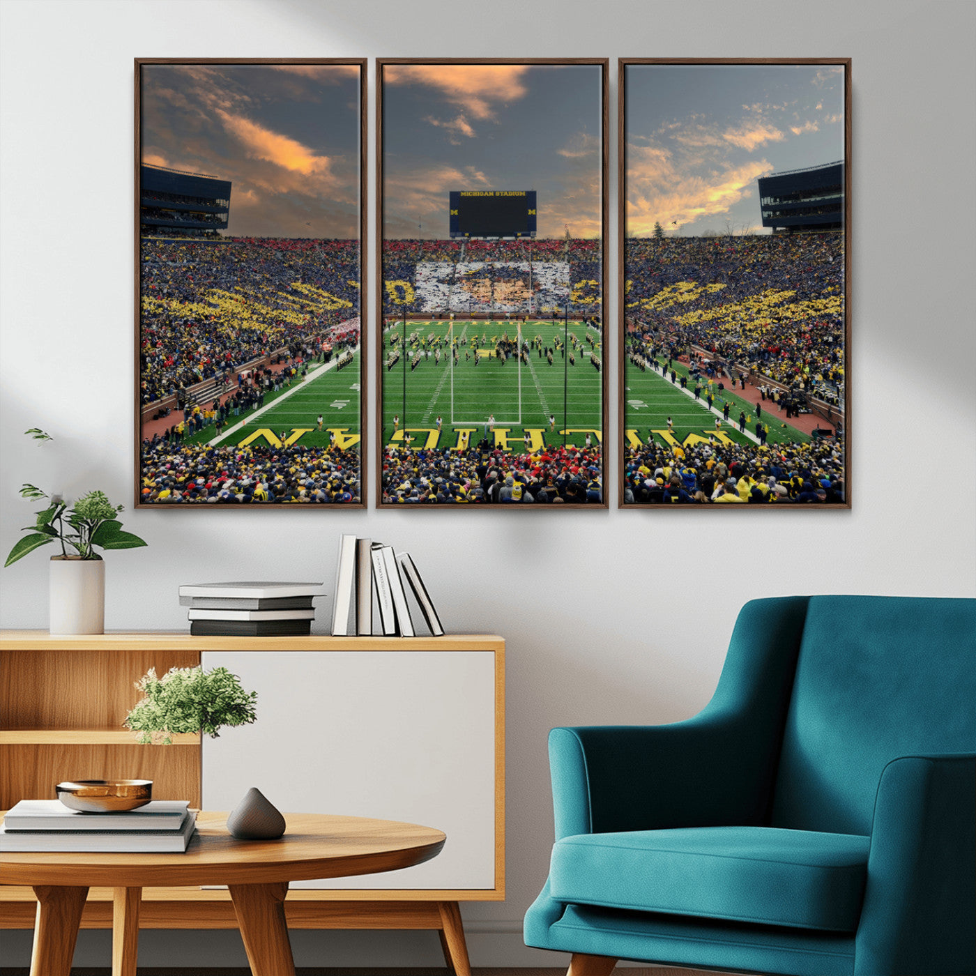 MGV-FC-48X32-3P - University of Michigan Wolverines Print Canvas, Football Team Print - Ann Arbor Michigan Stadium