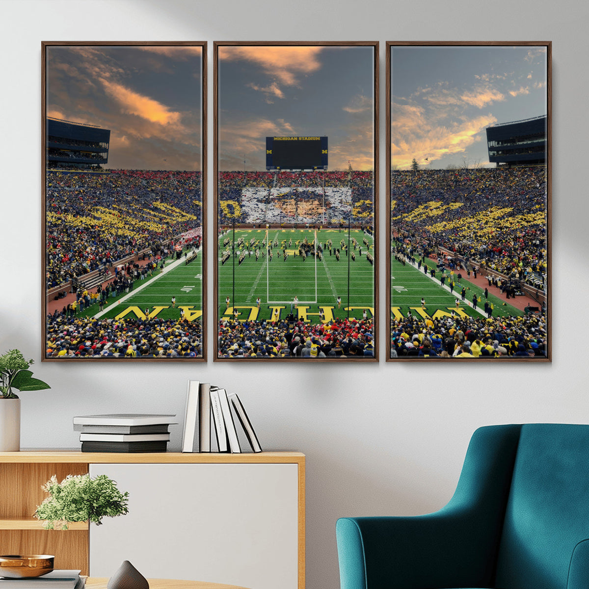 81843-MGV-CV-36X24 - University of Michigan Wolverines Print Canvas, Football Team Print - Ann Arbor Michigan Stadium