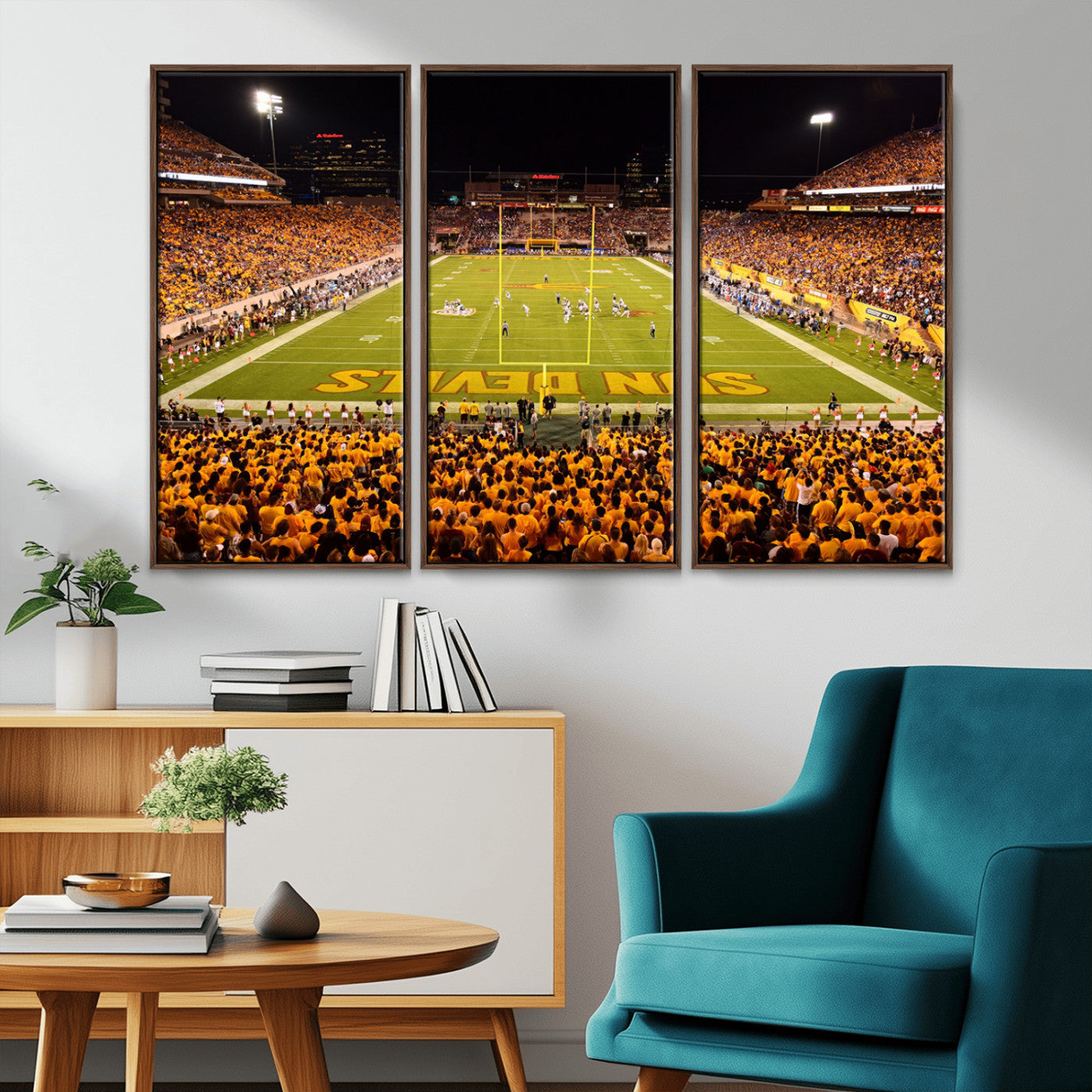 MGV-FC-48X32-3P - ASU Sun Devils Football Team Print - Phoenix Mountain America Stadium Wall Art Canvas Print