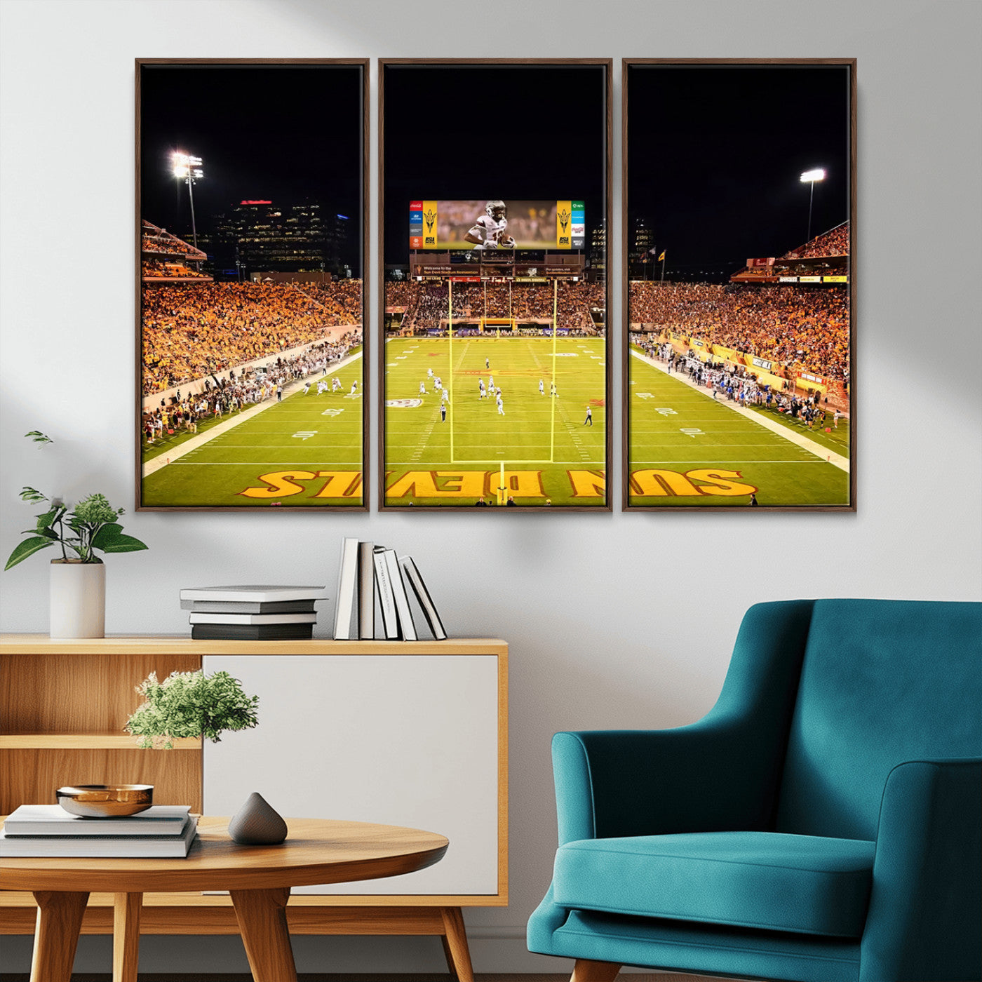 MGV-FC-48X32-3P - ASU Sun Devils Football Team Print - Phoenix Mountain America Stadium Canvas Print
