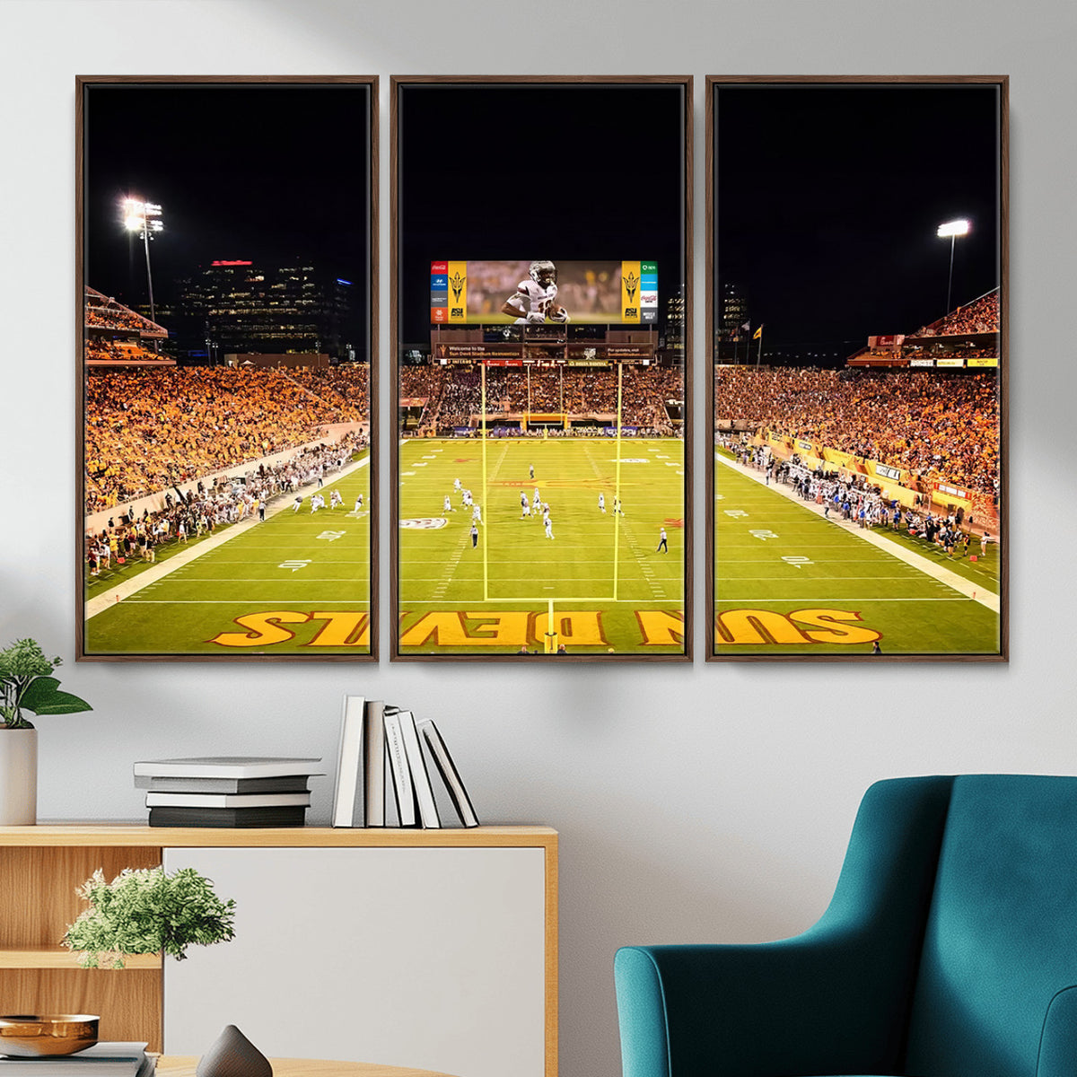 87612-MGV-CV-36X24 - ASU Sun Devils Football Team Print - Phoenix Mountain America Stadium Canvas Print