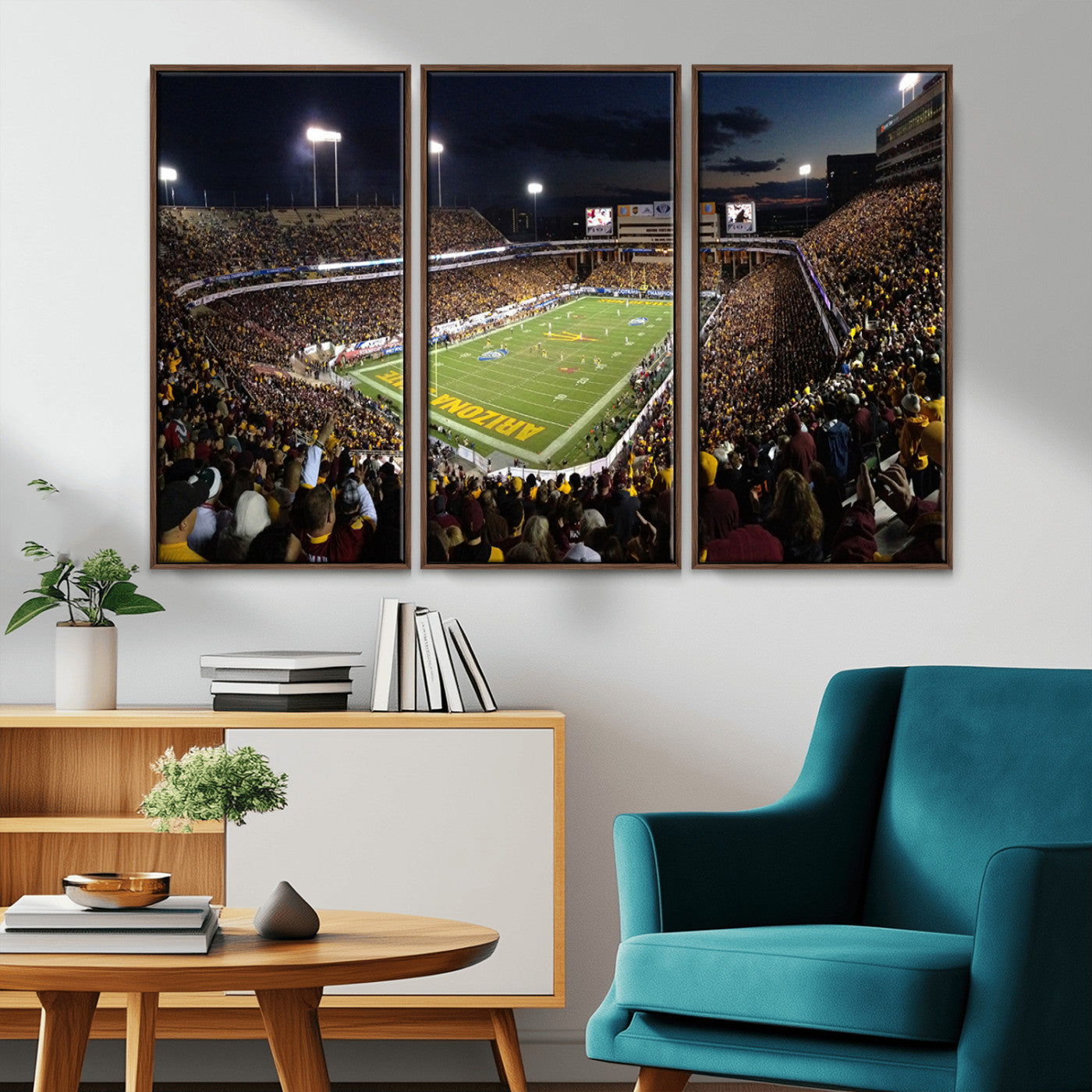 MGV-FC-48X32-3P - ASU Sun Devils Football Team Print Canvas - Phoenix Mountain America Stadium Wall Art Canvas Print