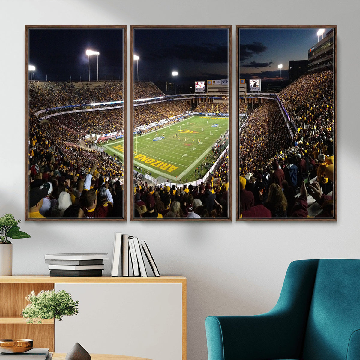 75716-MGV-CV-36X24 - ASU Sun Devils Football Team Print Canvas - Phoenix Mountain America Stadium Wall Art Canvas Print