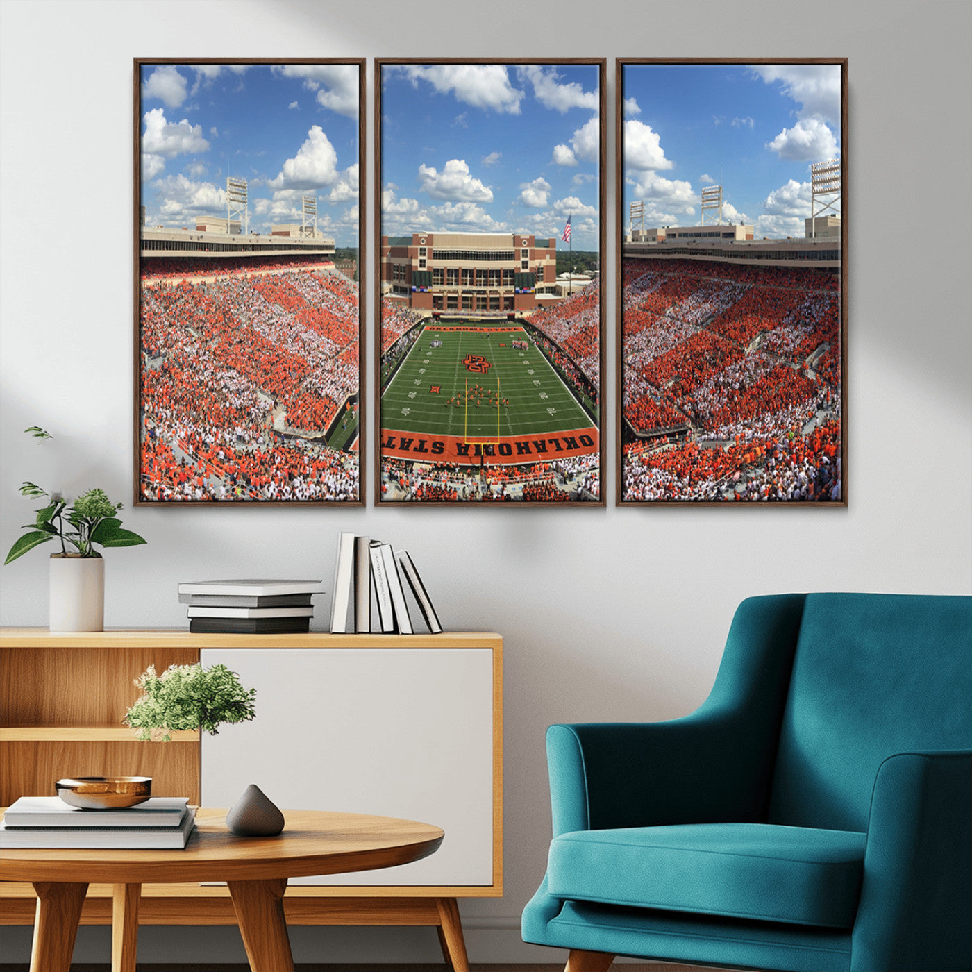 MGV-FC-48X32-3P - Oklahoma State Cowboys Football Team Print - Stillwater Boone Pickens Stadium Wall Art Canvas Print