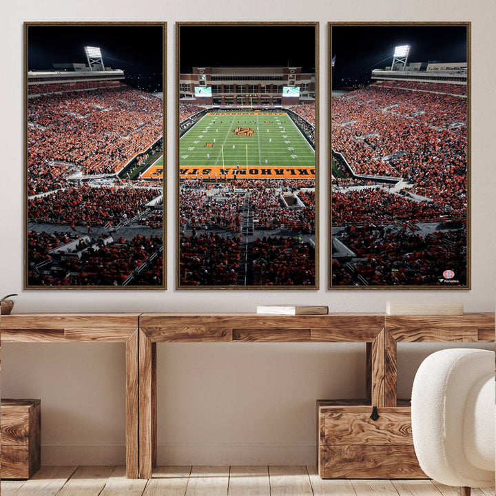 Oklahoma State Cowboys Canvas Print, Football Team Print - Stillwater Boone Pickens Stadium Wall Art Canvas Print
