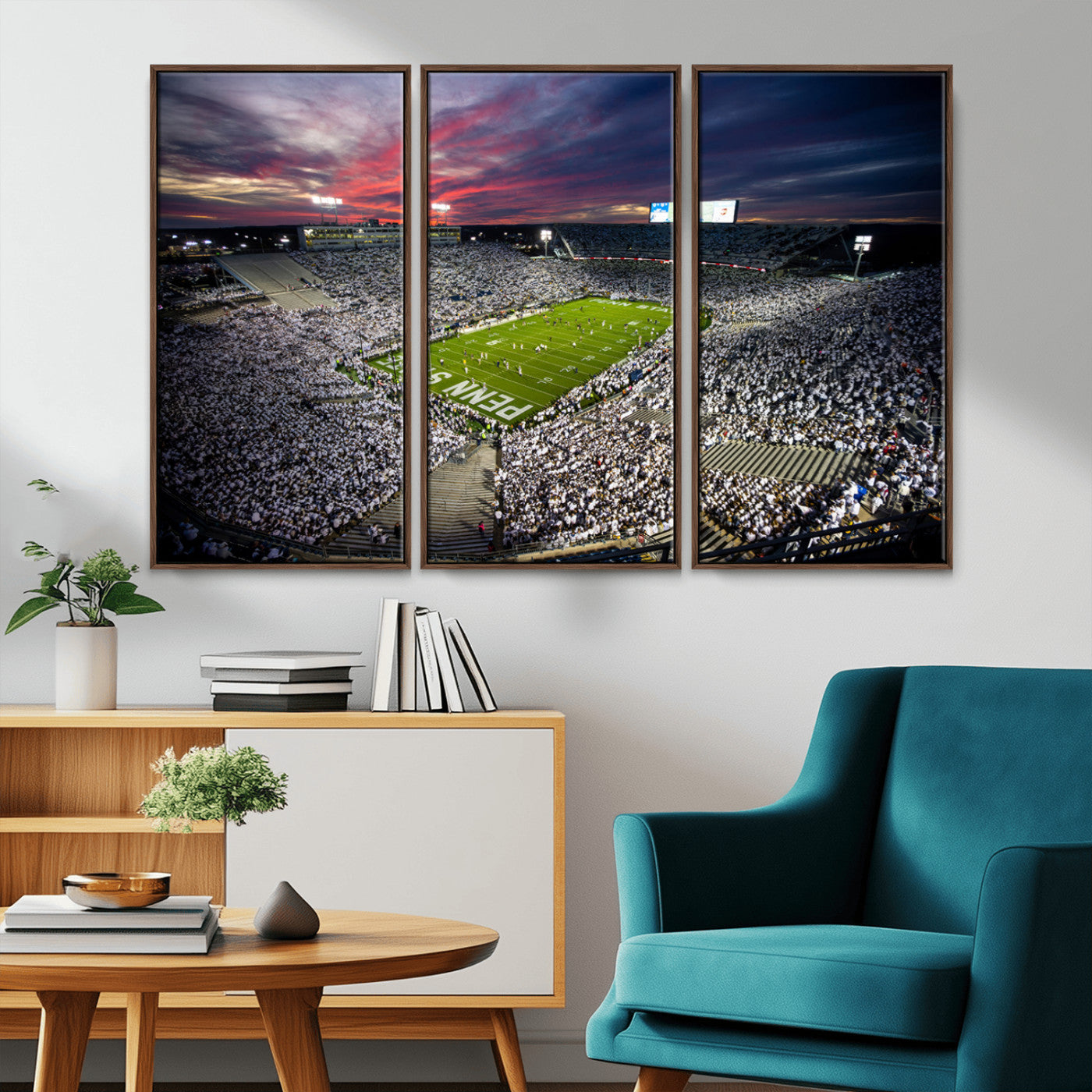 MGV-FC-48X32-3P - Penn State Nittany Lions Football Team Print - University Park Beaver Stadium Art Canvas Print