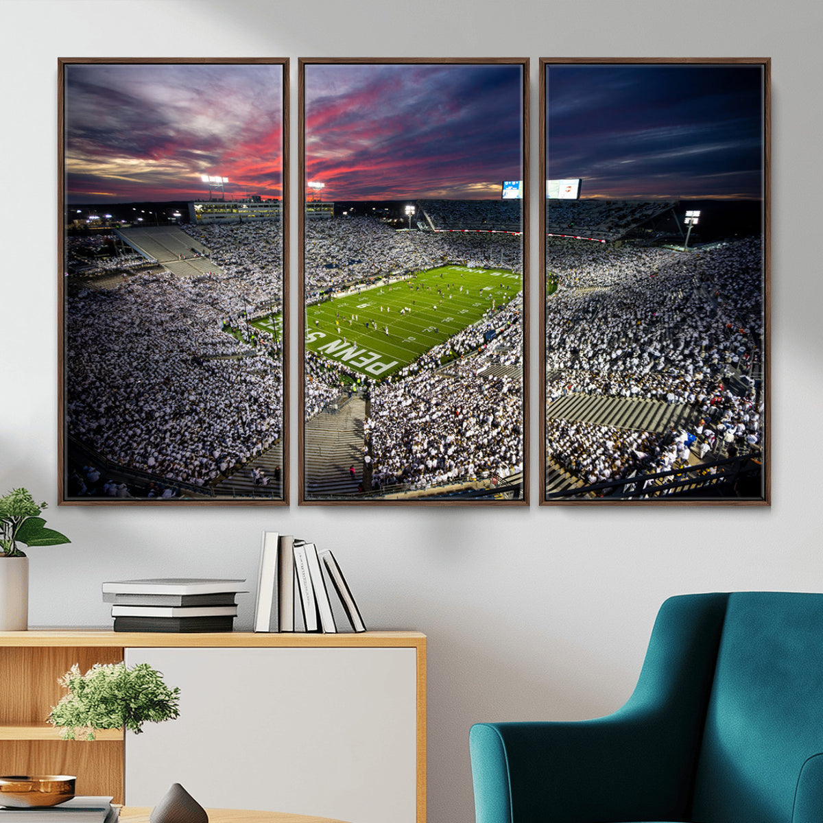 37304-MGV-CV-36X24 - Penn State Nittany Lions Football Team Print - University Park Beaver Stadium Art Canvas Print