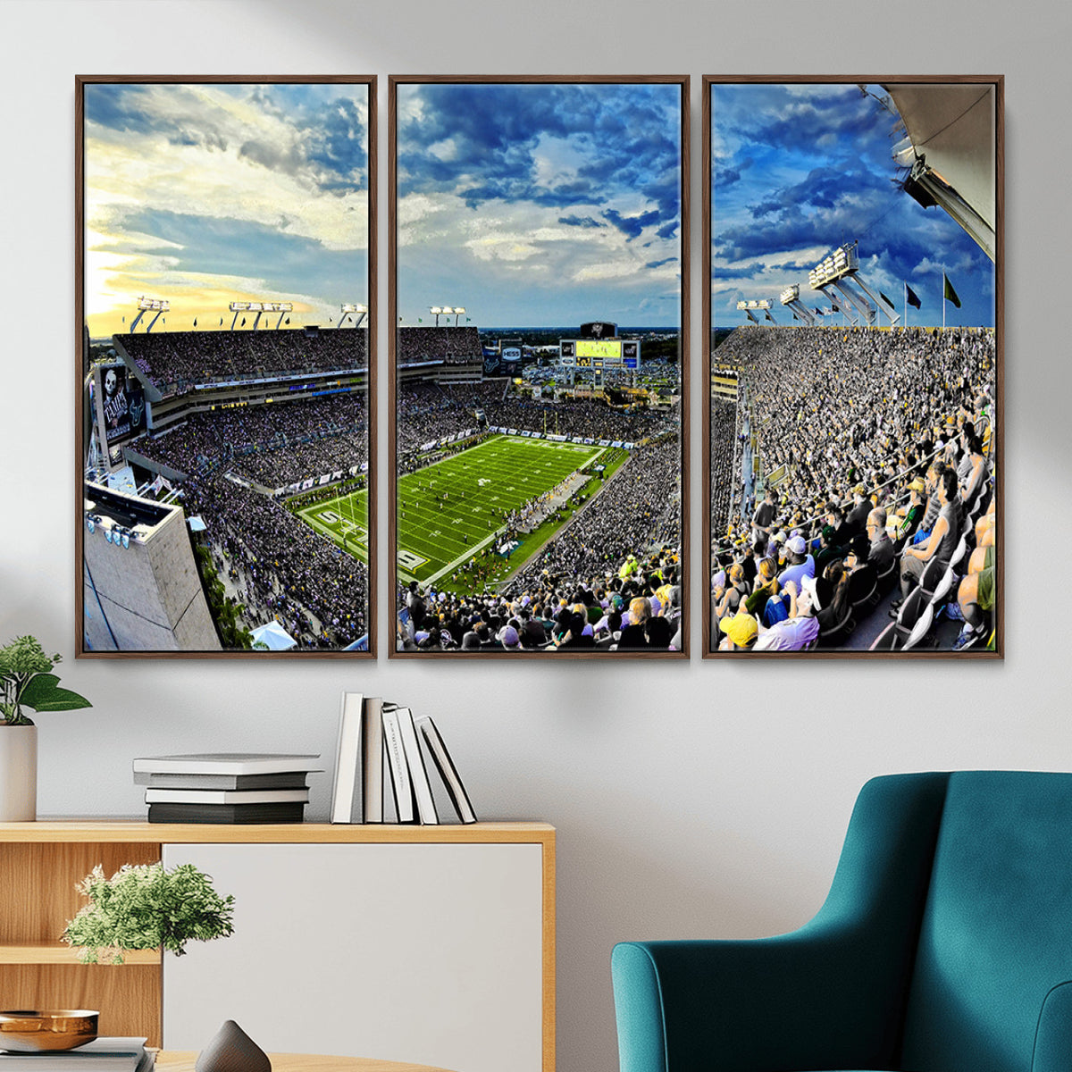23788-MGV-CV-36X24 - Framed USF Bulls Football Team Print - Tampa Raymond James Stadium Wall Art Canvas Print