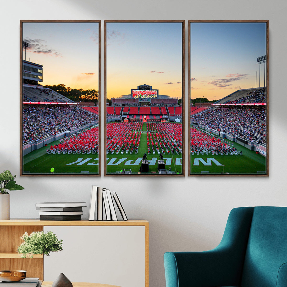 35266-MGV-CV-36X24 - NC State Wolfpack Football Team Print Wall Art - Raleigh Carter-Finley Stadium Wall Art Canvas Print