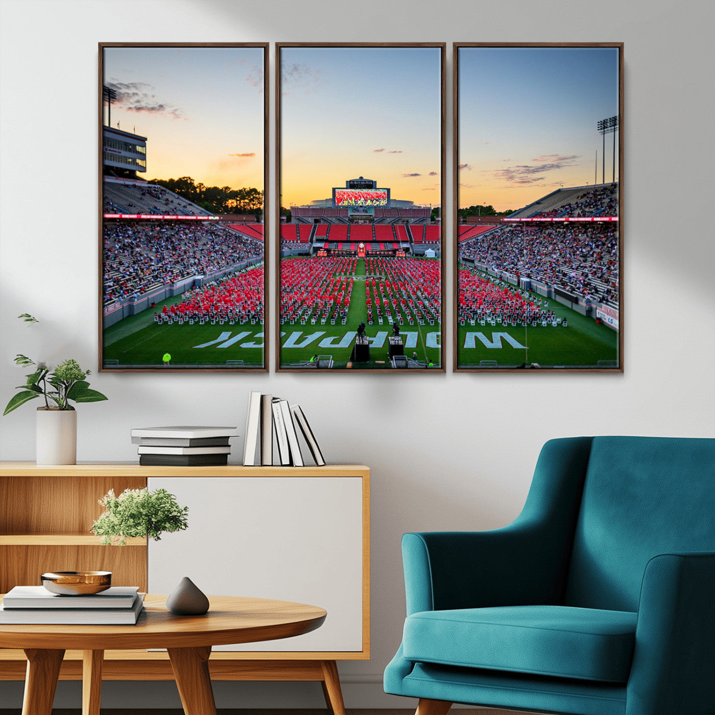MGV-FC-48X32-3P - NC State Wolfpack Football Team Print Wall Art - Raleigh Carter-Finley Stadium Wall Art Canvas Print