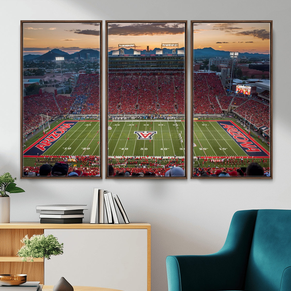99722-MGV-CV-36X24 - Framed Arizona Wildcats Football Team Print - Tucson Arizona Stadium Wall Art Canvas Print