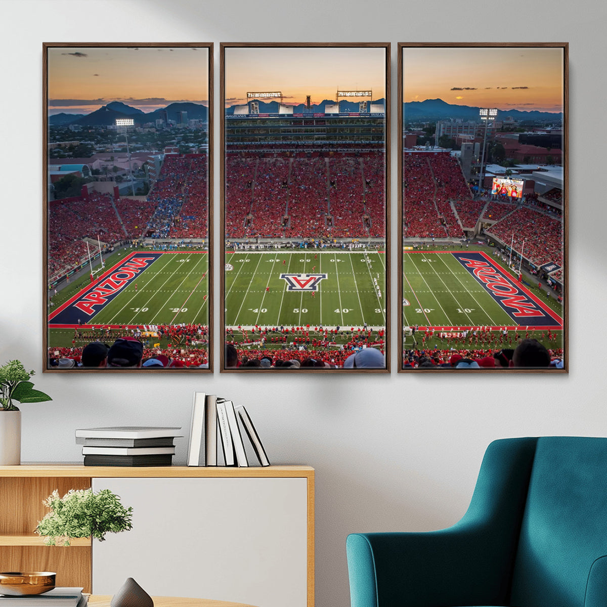 45563-MGV-CV-36X24 - Arizona Wildcats Football Team Print - Tucson Arizona Stadium Wall Art Canvas Print