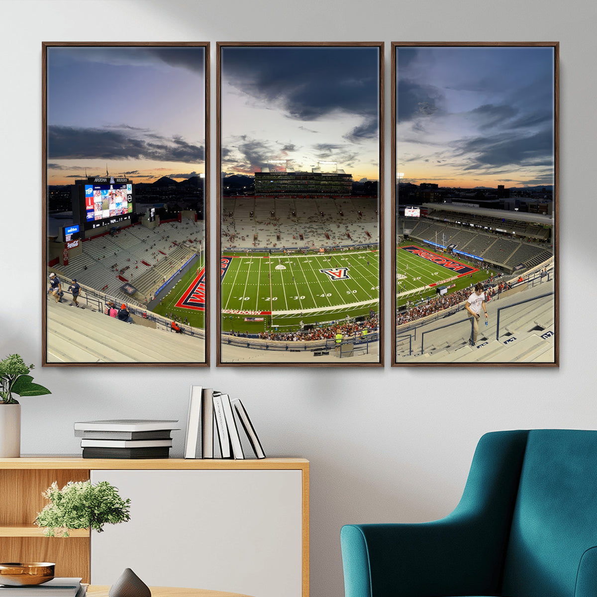 24339-MGV-CV-36X24 - Arizona Wildcats Football Team Print - Tucson Arizona Stadium Wall Art Canvas Print