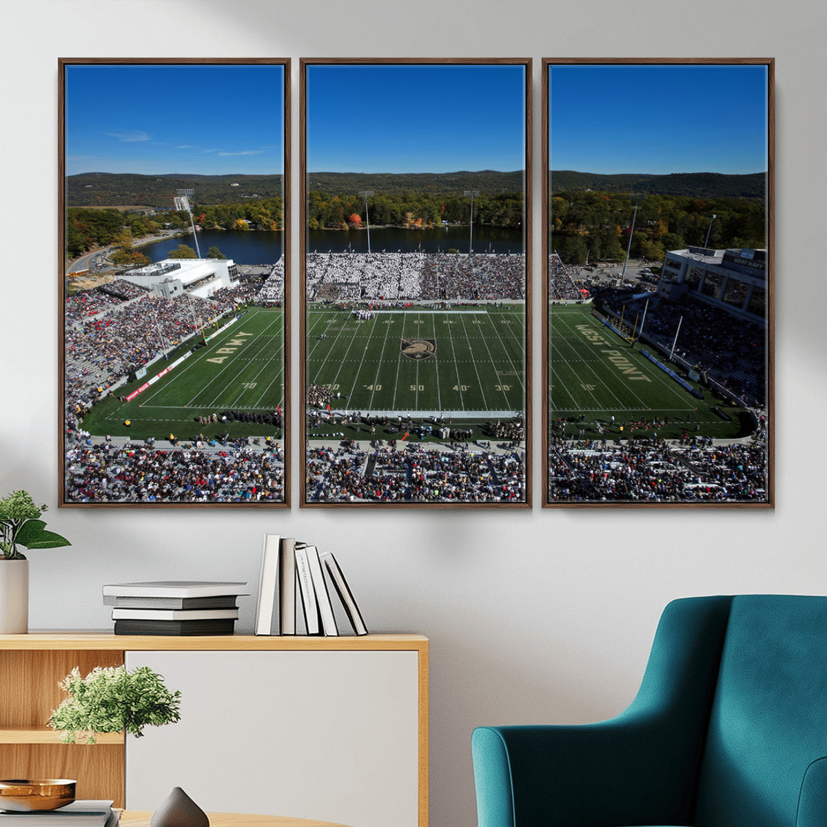 52056-MGV-CV-36X24 - Army Black Knights Football Team Print - West Point Michie Stadium Wall Art Canvas Print