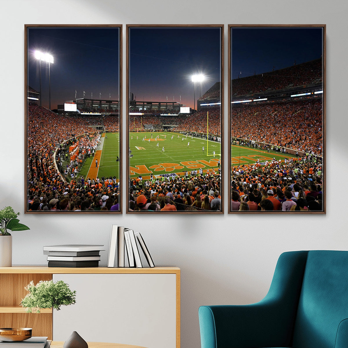 32340-MGV-CV-36X24 - Clemson University Tigers Art Print, Football Team Print