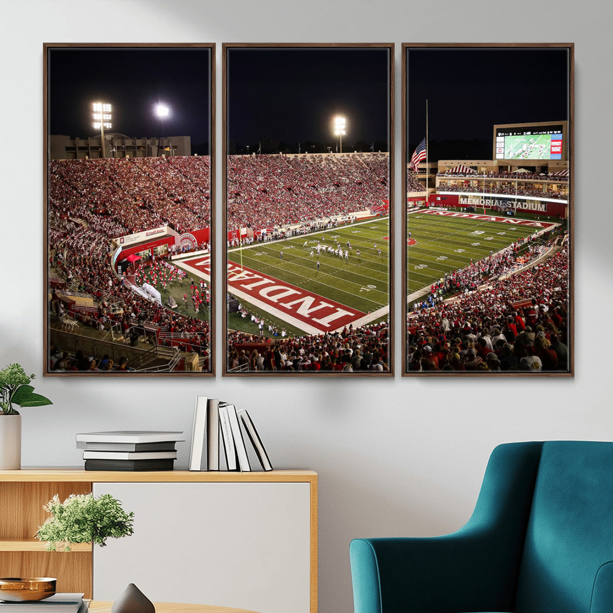 82748-MGV-CV-36X24 - Indiana University Hoosiers Football Team Print Canvas, Framed and Ready to Hang