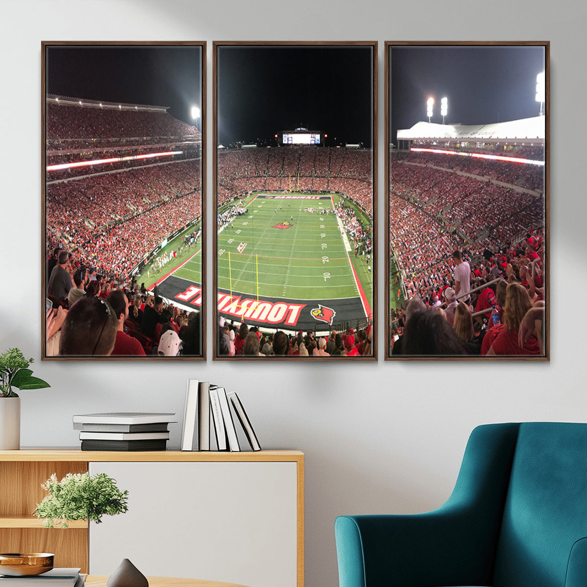 51251-PAN-FL-20X10 - University of Louisville Cardinals Football Team Print - Louisville Cardinal Stadium Wall Art Canvas