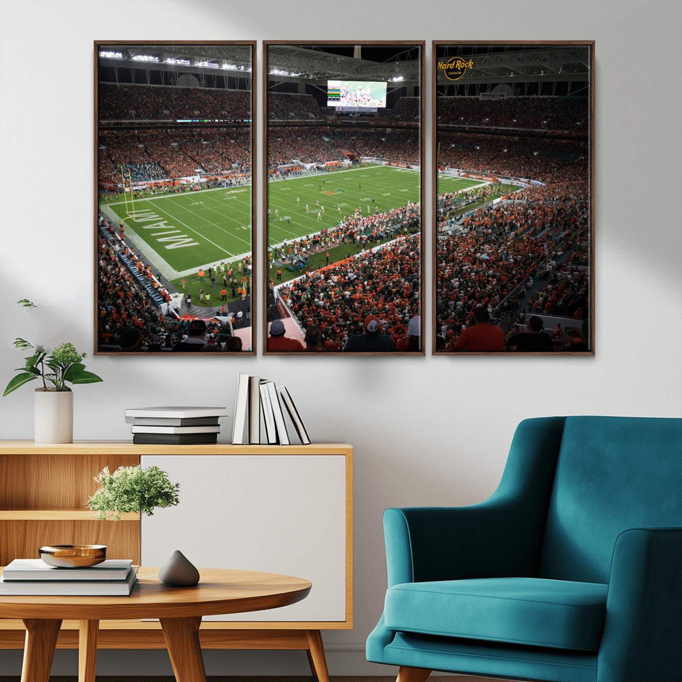 MGV-FC-48X32-3P - Miami Hurricanes Football Team Print Canvas- Miami Hard Rock Stadium Wall Art Canvas Print