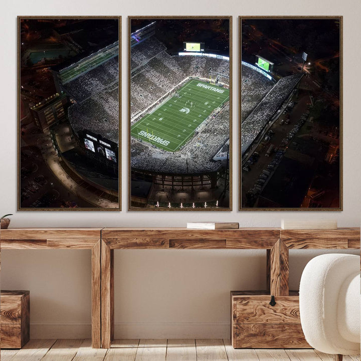 Michigan State Spartans Football Team Print - East Lansing Spartan Stadium Print Wall Art